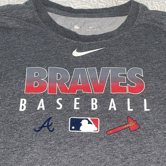 Nike Dri-Fit Atlanta Braves Gray Men’s Short-Sleeve T-shirt Size XXL - Picture 2 of 7